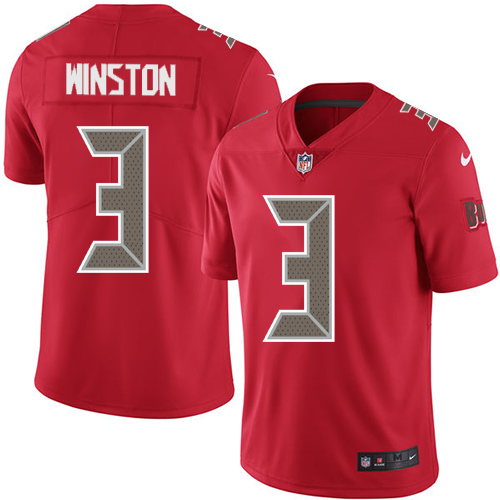 Nike Buccaneers #3 Jameis Winston Red Men's Stitched NFL Limited Rush Jersey - Click Image to Close